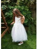 Ivory Lace Tulle Tea Length Lovely Flower Girl Dress Ivory Lace Tulle Tea Length Lovely Flower Girl Dress